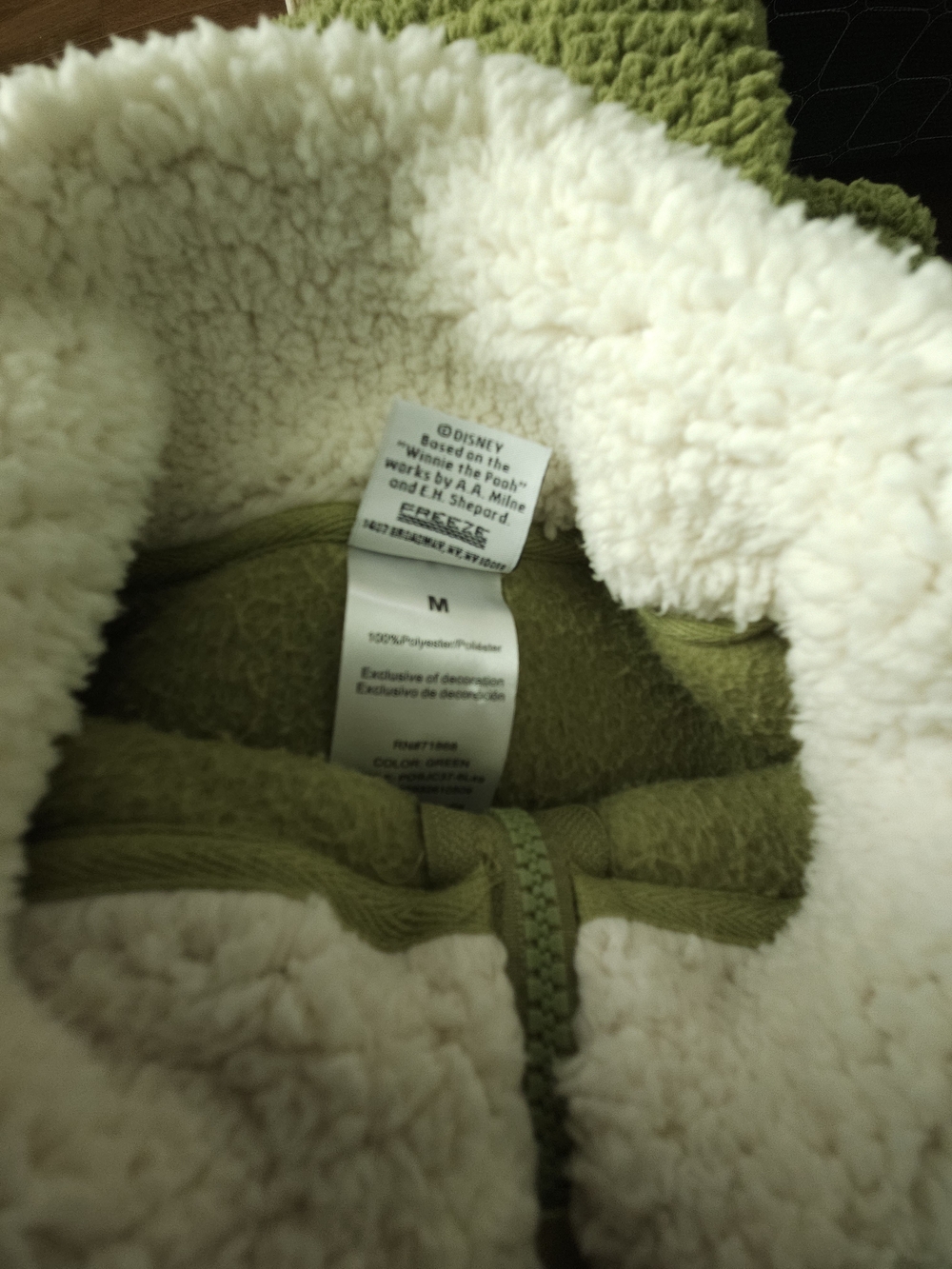 Disney Olive Green Sherpa Pullover with Winnie the Pooh Embroidery - Picture 4 of 10
